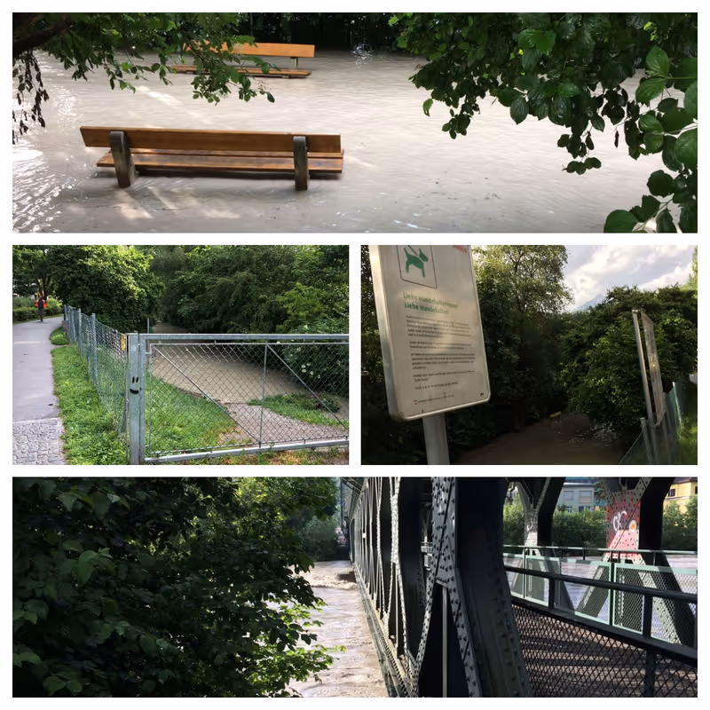 Abbildung von: Inn trat in Innsbruck stellenweise bereits über die Ufer