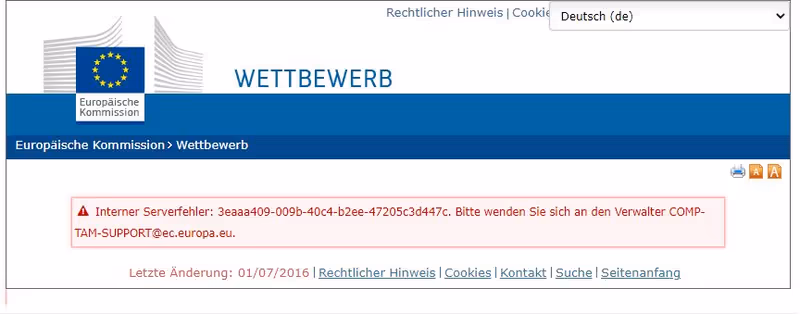 Abbildung von: 🔍 Coronahilfen-Übersicht: Serverfehler auf EU-Datenbank zum Start