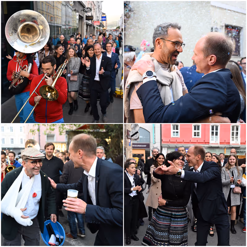 Abbildung von: Der Wahlsieger lässt sich feiern