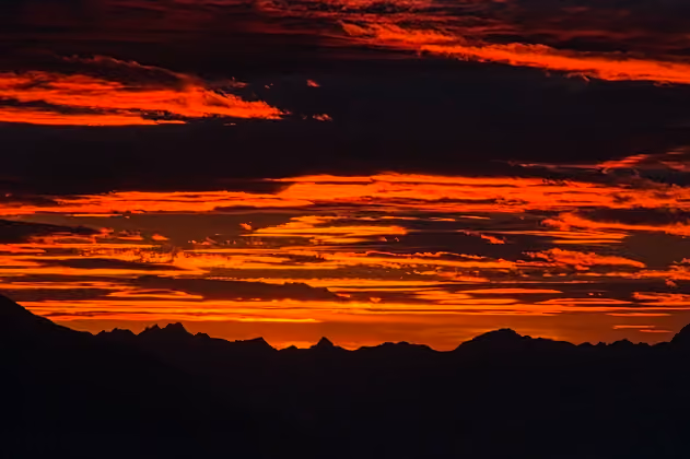 Sonnenuntergang über Aldrans. 