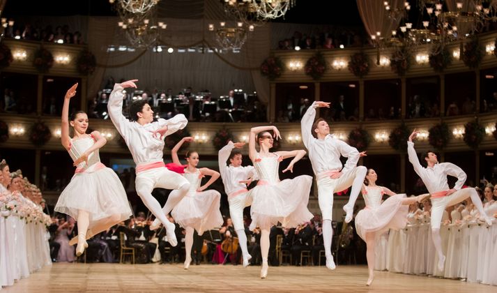 Das Staatsopernballett tanzte die vom Solotänzer Eno Peci eigens für den Ball kreierten Choreografien zu Josef Strauß' "Mein Lebenslauf ist Lieb'" und der Polka "Lust, Walzer und Feuerfest".