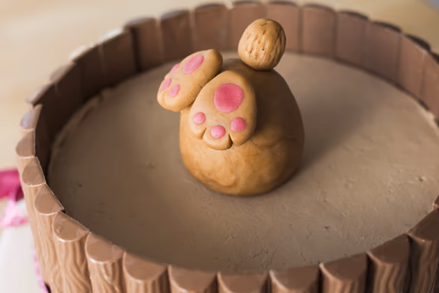 Den Hasen zusammensetzen und auf der Torte platzieren.