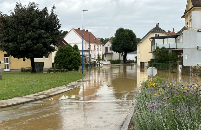 Überschwemmungen in Stegersbach im Burgenland.