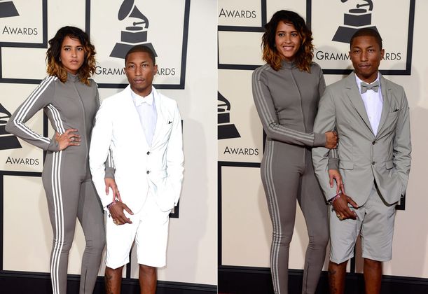 Skurril war dagegen der Jumpsuit, für den sich die Frau von Pharrell Williams entschied - eine Jogginganzug-Variante. Lasichanh (35) trug einen hautengen, grauen Einteiler mit den drei klassischen weißen Streifen eines bekannten Sportartikel-Herstellers. Spektakulär war dafür Pharrells Anzug, der je nach Lichteinfall grau oder weiß erschien.