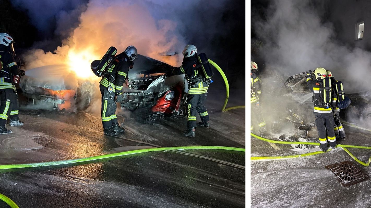 Auto in Imst stand in Vollbrand: Zwei weitere Fahrzeuge schwer beschädigt