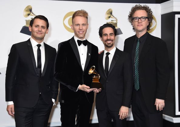 Alex Lacamoire, Benj Pasek, Justin Paul, and Greg Wells.