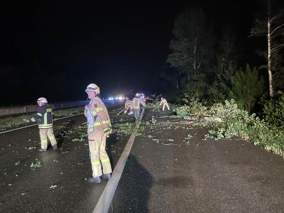 Aufräumarbeiten auf der A12 im Unterland.