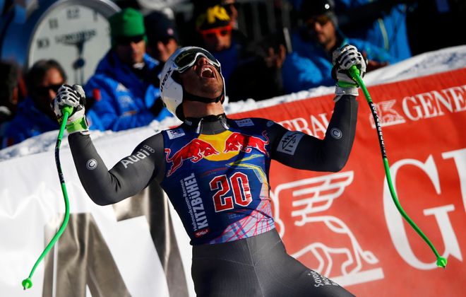Johan Clarey ließ seinen Emotionen freien Lauf. Der Franzose raste auf Rang drei.