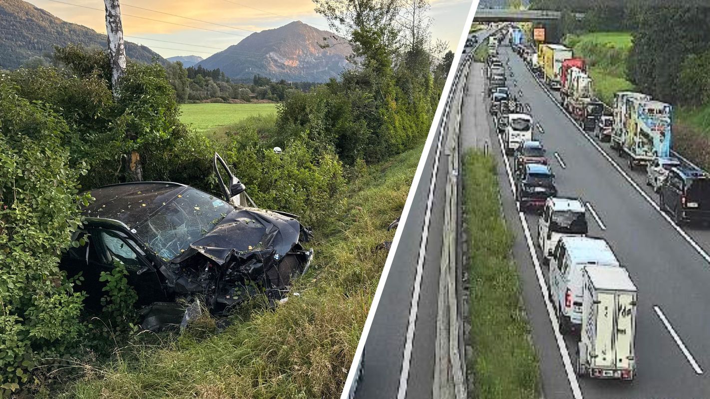 Unfall auf der Inntalautobahn: Auto landete im Straßengraben, eine Person verletzt