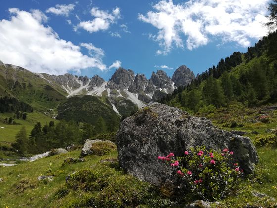 Blick auf die Kalkkögel nähe Kemater Alm.