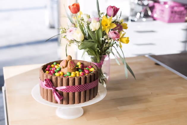 Das Endergebnis kann sich sehen lassen. Auf diese Weise lassen sich auch andere Marzipanfiguren effektvoll auf einer Torte platzieren.