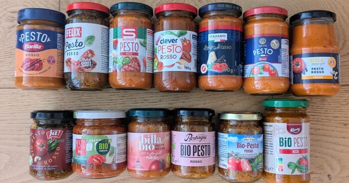 Non-molto-buono-Test-deckt-R-ckst-nde-im-Supermarkt-Pesto-auf