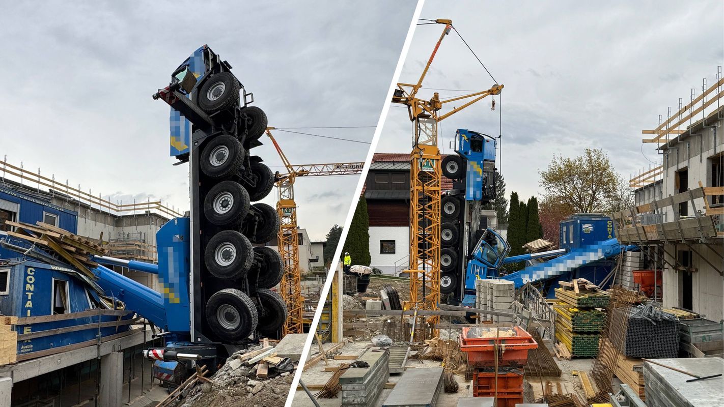 Ungewöhnlicher Unfall: Tonnenschwerer Kran rollte auf Innsbrucker Baustelle davon