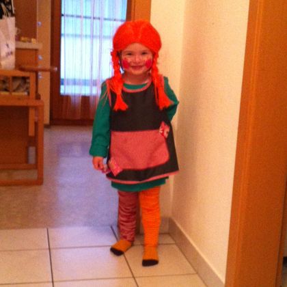 Die zweijährige Emma als Pippi Langstrumpf.