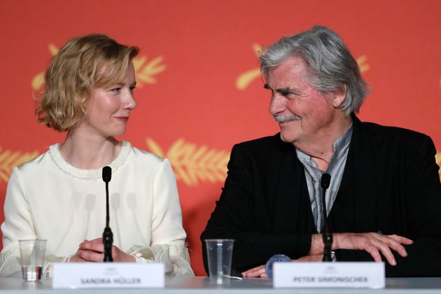 Peter Simonischek und Sandra Hüller bei der Pressekonferenz zu "Toni Erdmann" bei den Filmfestspielen 2016 in Cannes, southern France.