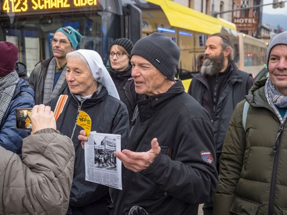 Unterstützung bekamen die Demonstranten auch von Schwester Notburga.