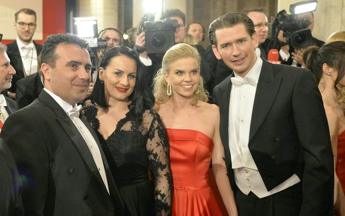 Der nordmazedonische Regierungschef Zoran Zaev, seine Frau Zorica, Susanne Thier und Bundeskanzler Sebastian Kurz.