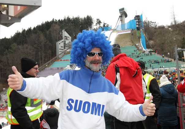 Nur Rang 14 durch Jarkko Määttä gab es für diesen Finnland-Anhänger zu bejubeln.
