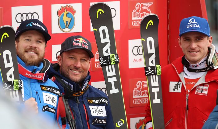 Die Top drei im Super-G: Kjetil Jansrud, Aksel Lund Svindal und Matthias Mayer.