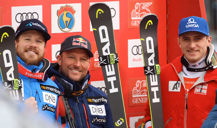 Die Top drei im Super-G: Kjetil Jansrud, Aksel Lund Svindal und Matthias Mayer.