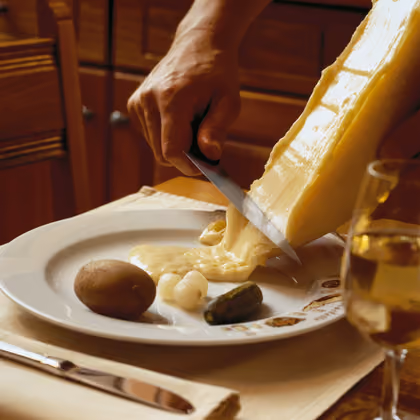 Raclette, eine Schweizer Käsespezialität.