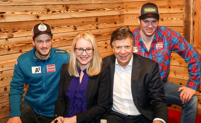 Gemeinsam feierten (v. l.): Christian Hirschbühl, Margarete Schrammböck, Peter Schröcksnadel und Michael Matt.