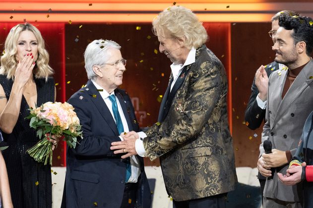 Frank Elstner und Thomas Gottschalk im Konfettiregen.
