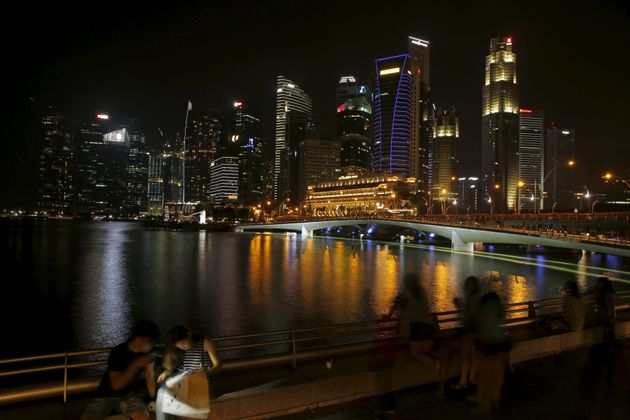 Die Skyline von Singapur.