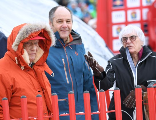 Motorsport-Legenden unter sich: Niki Lauda, Gerhard Berger und Bernie Ecclestone.