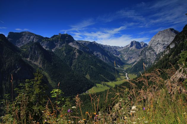 Das Falzturntal bei Pertisau vom Feilkopf aus Richtung Karwendel.