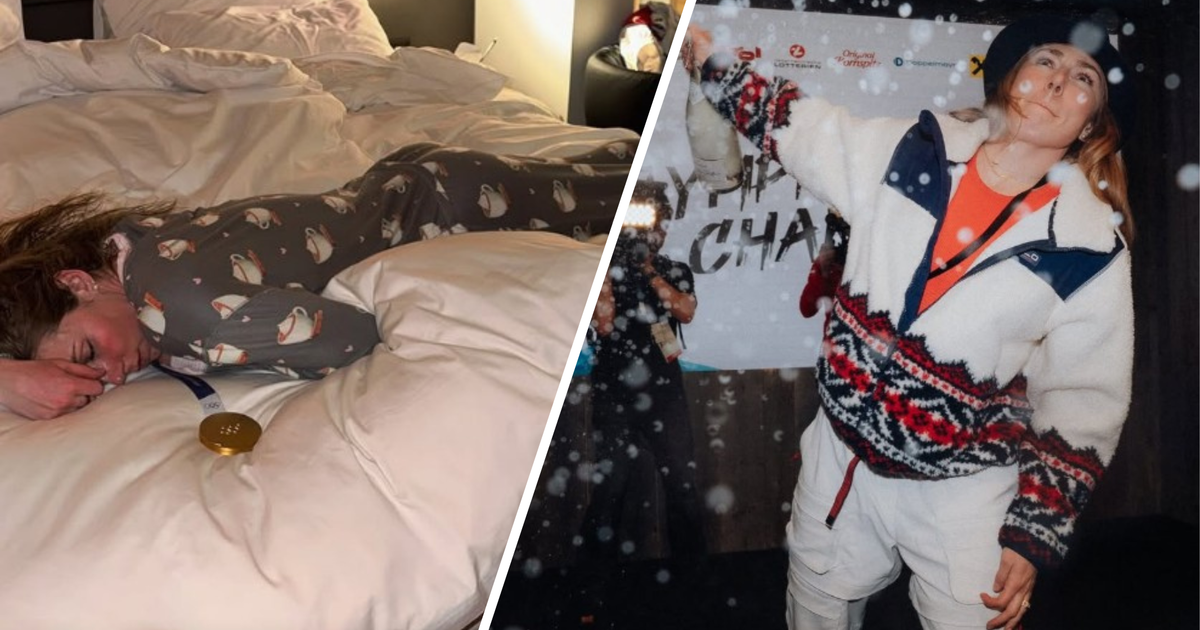 Shiffrin-feierte-wilde-Gold-Party-und-teilte-witzigen-Schnappschuss-im-Pyjama