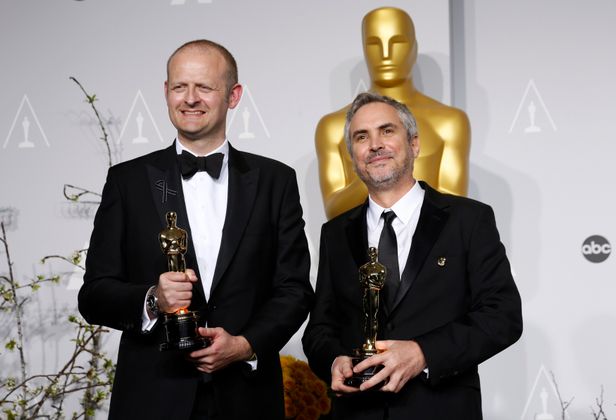 Auch der Preis für den besten Schnitt ging an Gravity, in diesem Fall an Mark Sanger (l.) und Regisseur Alfonso Cuaron.
