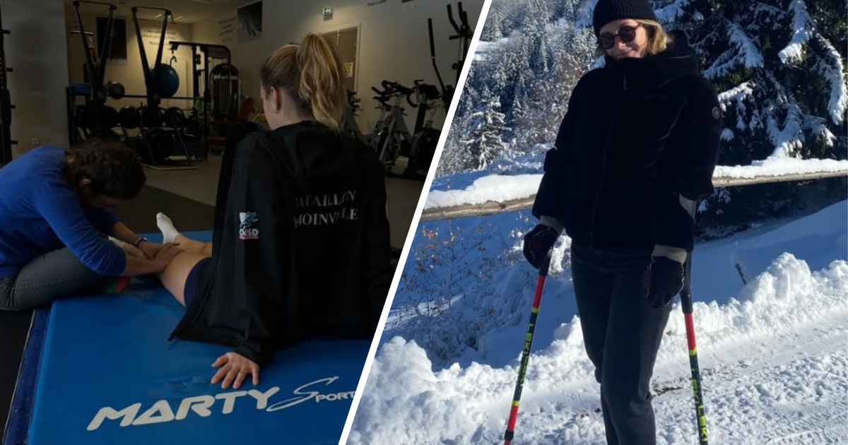 Ski-Pechvogel-mit-sch-ner-Nachricht-Weihnachten-bringt-Geschenk-des-Laufens-