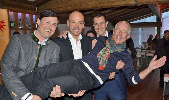 Unternehmer Mario Morandell, Roland Hebbel, Gerald Unterberger, Hahnenkamm-Versicherer Wolfi Steinmayr.