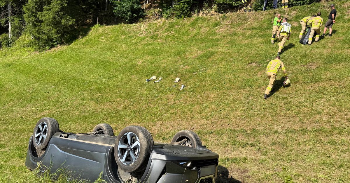 Autoabsturz-in-Itter-65-j-hriger-Lenker-mit-Verletzungen-ins-Krankenhaus-gebracht