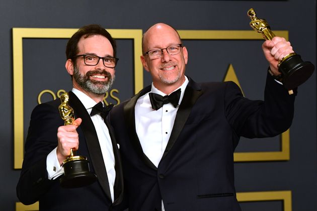 Andrew Buckland (l.) und Michael McCusker ("Ford v Ferrari") wurden für den besten Filmschnitt ausgezeichnet.