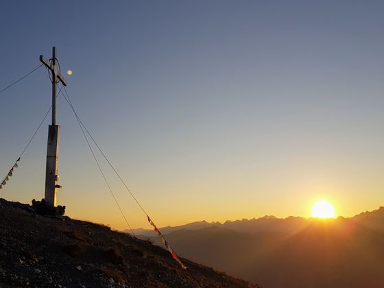 Sonnenaufgang auf dem Piz Lad in Nauders.